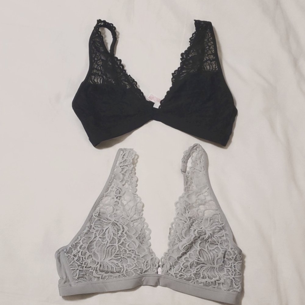 Pair of lace bralettes